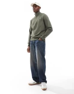 Fred Perry Half Zip Sweatshirt In Green For Men -Modish Men Wear 207458823 3