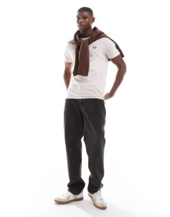 Fred Perry T-shirt In Oatmeal White For Men -Modish Men Wear 207458870 3