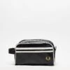 Fred Perry Coated Faux Leather Washbag In Black And White For Men