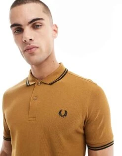 Fred Perry Twin Tipped Polo Shirt In Light Brown For Men