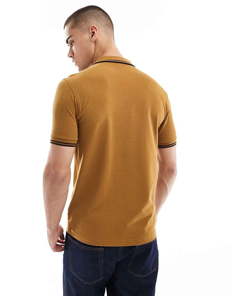 Fred Perry Twin Tipped Polo Shirt In Light Brown For Men 4 Fred Perry Twin Tipped Polo Shirt In Light Brown For Men - Image 2
