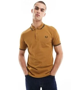 Fred Perry Twin Tipped Polo Shirt In Light Brown For Men 10 Fred Perry Twin Tipped Polo Shirt In Light Brown For Men -Modish Men Wear 207458933 4