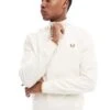 Fred Perry Half Zip Sweatshirt In Off White For Men
