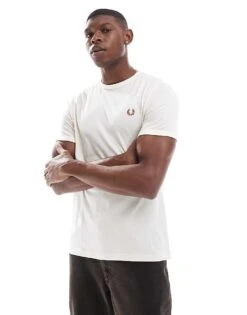 Fred Perry Ringer T-shirt In Off White For Men