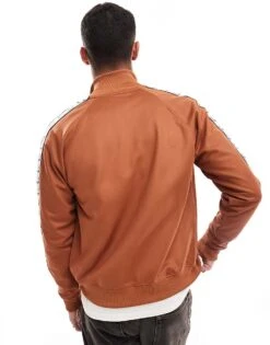Fred Perry Taped Track Jacket In Light Brown For Men -Modish Men Wear 207458991 2