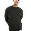 Fred Perry Lambswool Knitted Jumper In Dark Green For Men