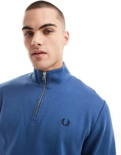 Fred Perry Half Zip Sweatshirt In Blue For Men -Modish Men Wear 207459052 1 blue 1