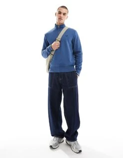 Fred Perry Half Zip Sweatshirt In Blue For Men -Modish Men Wear 207459052 4