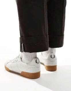 Fred Perry B722 Leather Trainer Plimsolls In White For Men -Modish Men Wear 207459060 3