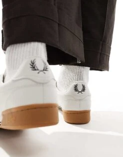 Fred Perry B722 Leather Trainer Plimsolls In White For Men -Modish Men Wear 207459060 4