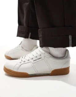 Fred Perry B722 Leather Trainer Plimsolls In White For Men -Modish Men Wear 207459060 5