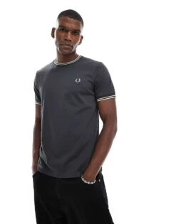 Fred Perry Twin Tipped T-shirt In Dark Grey For Men Black