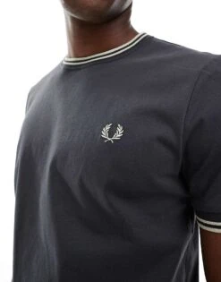 Fred Perry Twin Tipped T-shirt In Dark Grey For Men Black -Modish Men Wear 207625389 3