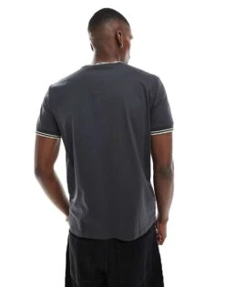 Fred Perry Twin Tipped T-shirt In Dark Grey For Men Black -Modish Men Wear 207625389 4
