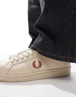 Fred Perry B721 Leather Trainers In Beige For Men -Modish Men Wear 207626445 4