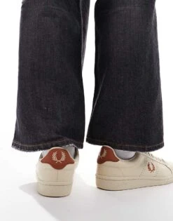 Fred Perry B721 Leather Trainers In Beige For Men -Modish Men Wear 207626445 5