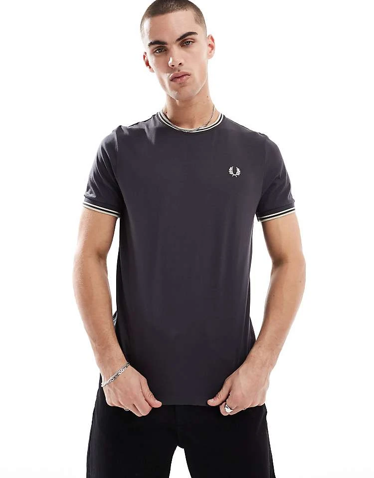 Fred Perry Twin Tipped T-shirt In Dark Grey For Men 3 Fred Perry Twin Tipped T-shirt In Dark Grey For Men