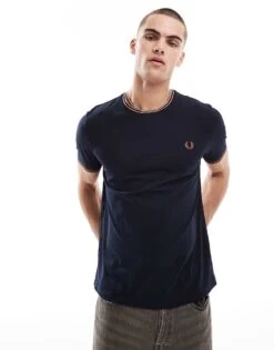 Fred Perry Twin Tipped T-shirt In In Navy Blue For Men