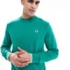 Fred Perry Crew Neck Sweatshirt In Light Green For Men