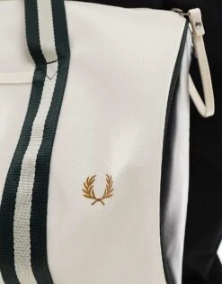 Fred Perry Classic Barrel Bag In Off White And Green For Men -Modish Men Wear 208006289 3