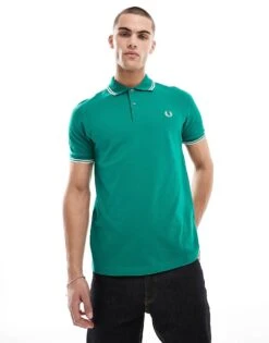 Fred Perry Twin Tipped Polo Shirt In Green For Men