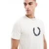 Fred Perry Textured Laurel Wreath T-shirt In Off White For Men -Modish Men Wear 208006350 1 white