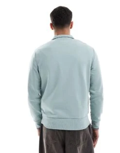Fred Perry Half Zip Sweatshirt In Ice Blue For Men -Modish Men Wear 208006351 3