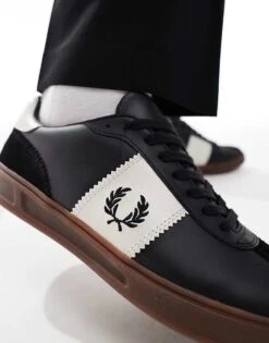 Fred Perry B4 Leather And Suede Trainers In Black For Men -Modish Men Wear 208006355 3