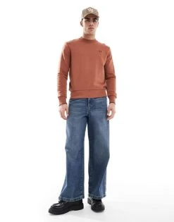 Fred Perry Crew Neck Sweatshirt In Light Brown For Men -Modish Men Wear 208006409 3