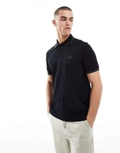 Fred Perry Twin Tipped Polo Shirt In Black For Men -Modish Men Wear 208006417 1 black 1