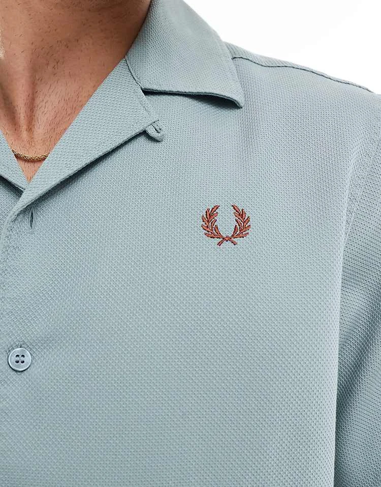 Fred Perry Short Sleeve Revere Collared Shirt In Ice Blue For Men 4 Fred Perry Short Sleeve Revere Collared Shirt In Ice Blue For Men - Image 2