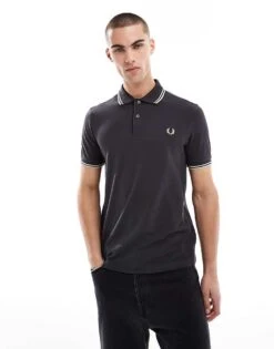 Fred Perry Twin Tipped Polo Shirt In Dark Grey For Men 11 Fred Perry Twin Tipped Polo Shirt In Dark Grey For Men -Modish Men Wear 208006454 1 grey 1