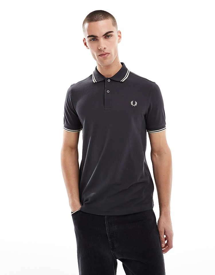 Fred Perry Twin Tipped Polo Shirt In Dark Grey For Men 7 Fred Perry Twin Tipped Polo Shirt In Dark Grey For Men - Image 5