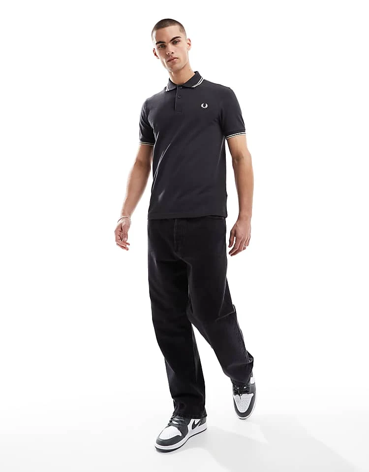 Fred Perry Twin Tipped Polo Shirt In Dark Grey For Men 6 Fred Perry Twin Tipped Polo Shirt In Dark Grey For Men - Image 4