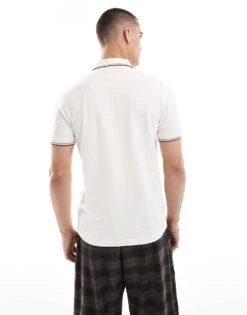 Fred Perry Twin Tipped Polo Shirt In Off White For Men 10 Fred Perry Twin Tipped Polo Shirt In Off White For Men -Modish Men Wear 208006455 4