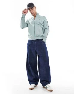 Fred Perry Contrast Taped Track Jacket In Ice Blue For Men -Modish Men Wear 208006456 3