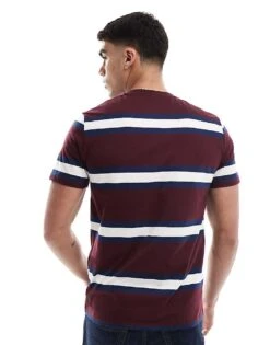Fred Perry Horizontal Bold Stripe T-shirt In Burgundy And White For Men -Modish Men Wear 208006495 4
