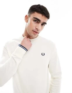 Fred Perry Crew Neck Sweatshirt In Off White For Men -Modish Men Wear 208006499 1 white 1