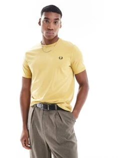 Fred Perry Ringer T-shirt In Yellow For Men -Modish Men Wear 208006512 3