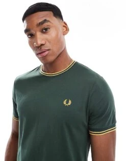 Fred Perry Twin Tipped T-shirt In Dark Green For Men -Modish Men Wear 208006525 1 green 1