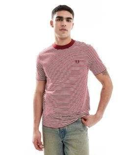 Fred Perry Fine Stripe T-shirt In Red And White For Men