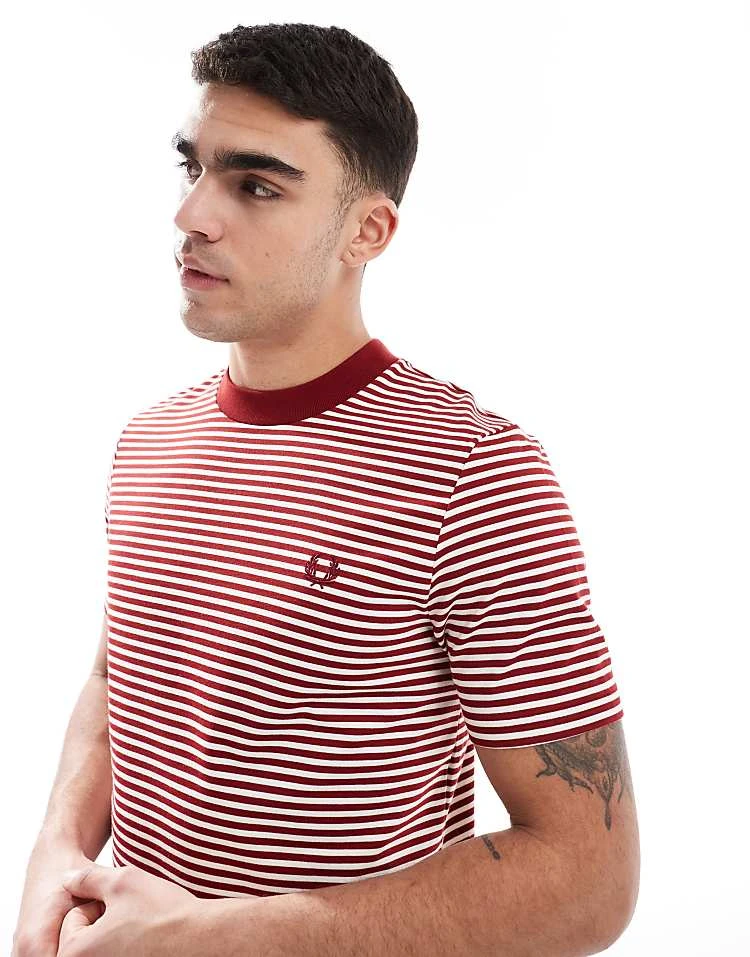 Fred Perry Fine Stripe T-shirt In Red And White For Men 4 Fred Perry Fine Stripe T-shirt In Red And White For Men - Image 2