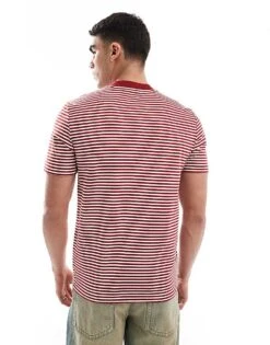 Fred Perry Fine Stripe T-shirt In Red And White For Men 10 Fred Perry Fine Stripe T-shirt In Red And White For Men -Modish Men Wear 208006581 4