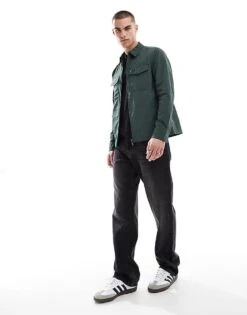 Fred Perry Technical Zip Through Overshirt In Dark Green For Men