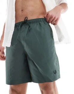 Fred Perry Swim Shorts In Dark Green For Men