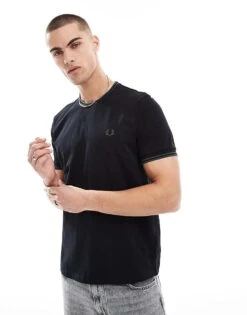 Fred Perry Twin Tipped T-shirt In Black And Green For Men
