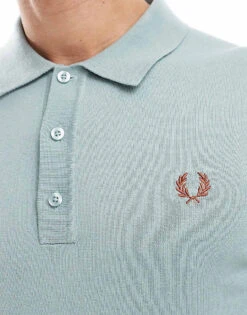 Fred Perry Knitted Polo Short Sleeve Shirt In Ice Blue For Men 9 Fred Perry Knitted Polo Short Sleeve Shirt In Ice Blue For Men -Modish Men Wear 208006622 3