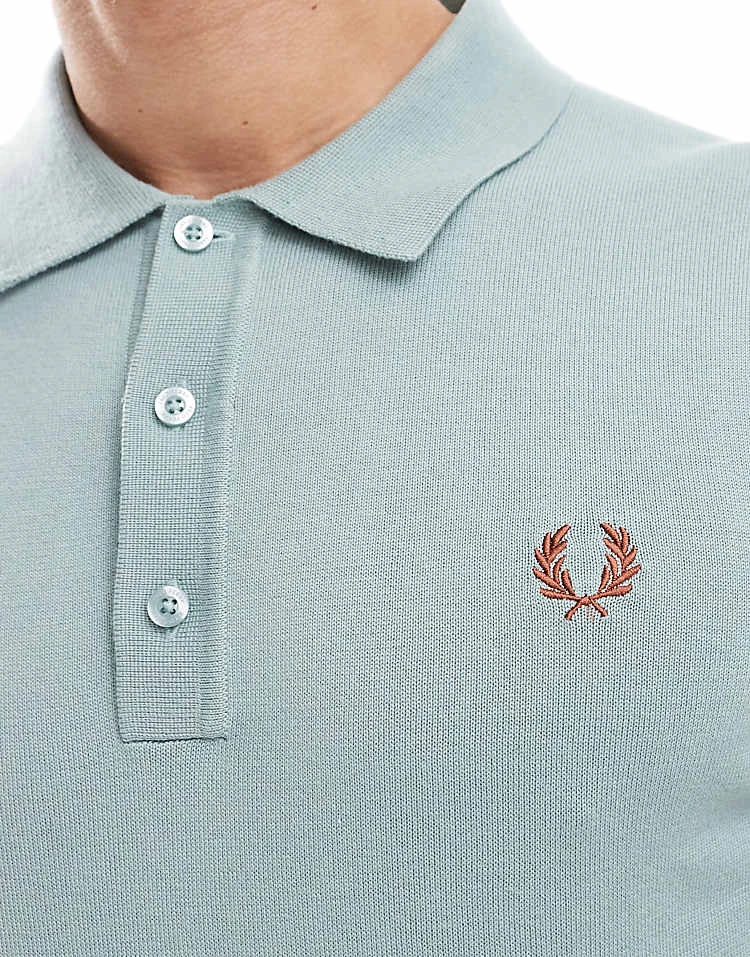 Fred Perry Knitted Polo Short Sleeve Shirt In Ice Blue For Men 5 Fred Perry Knitted Polo Short Sleeve Shirt In Ice Blue For Men - Image 3