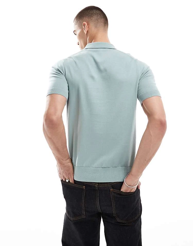 Fred Perry Knitted Polo Short Sleeve Shirt In Ice Blue For Men 6 Fred Perry Knitted Polo Short Sleeve Shirt In Ice Blue For Men - Image 4