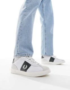 Fred Perry B4 Leather And Suede Trainers In White For Men